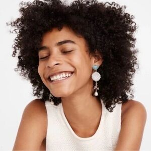 Madewell Turquoise Heart Flower Tortoise and Pearl Earrings